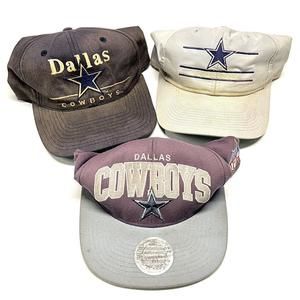 Lot Of 3 VTG Hats Dallas Cowboys THRASHED FOR CRAFTING OR REPAIR - NEED CLEANING